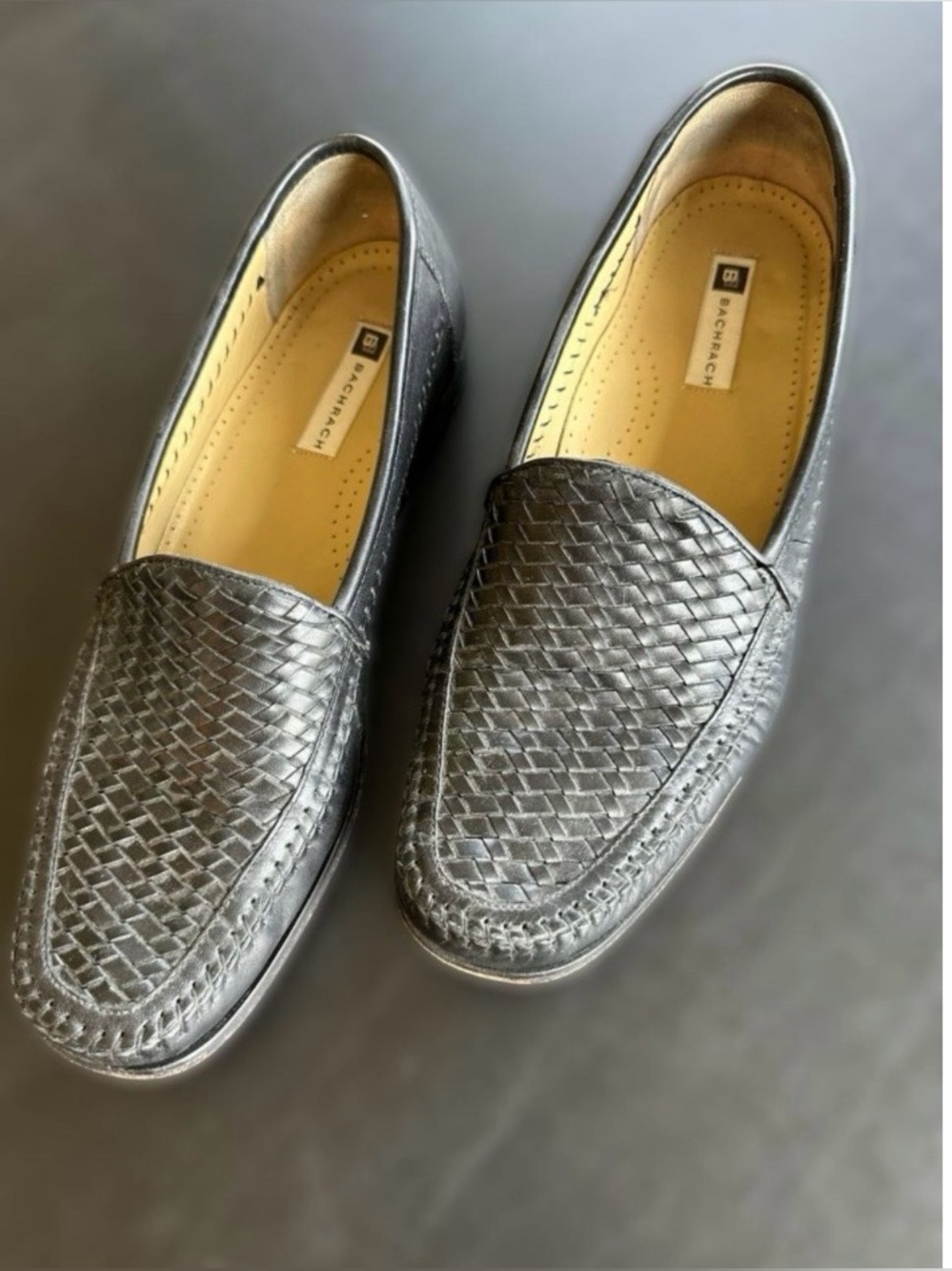 Bachrach Black Woven Leather Slip-On Loafers